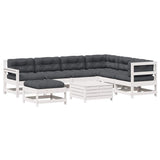 Set Salotto Giardino 8pz con Cuscini Bianco Legno Massello Pino