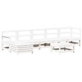 Set Salotto da Giardino 7 pz Bianco in Legno Massello di Pino
