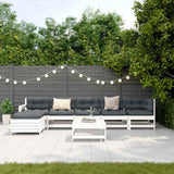 Set Salotto da Giardino 7 pz Bianco in Legno Massello di Pino