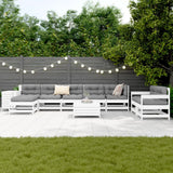 Set Divani da Giardino 10 pz Bianco in Legno Massello di Pino