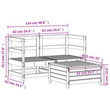 Set Divani da Giardino 3 pz Bianco in Legno Massello di Pino