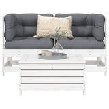 Set Divani da Giardino 3 pz Bianco in Legno Massello di Pino
