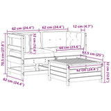 Set Salotto da Giardino 3 pz Cuscini Legno Massello Pino Bianco