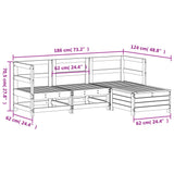 Set Salotto da Giardino 4 pz Bianco in Legno Massello di Pino