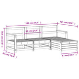 Set Salotto da Giardino 4 pz Bianco in Legno Massello di Pino