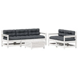 Set Salotto da Giardino 6 pz Bianco in Legno Massello di Pino