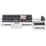 Set Salotto da Giardino 6 pz Bianco in Legno Massello di Pino