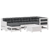 Set Salotto Giardino 7pz con Cuscini Bianco Legno Massello Pino