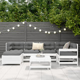 Set Divani da Giardino 7 pz Bianco in Legno Massello di Pino