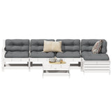 Set Divani da Giardino 6 pz Bianco in Legno Massello di Pino