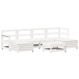 Set Divani da Giardino 7 pz Bianco in Legno Massello di Pino