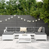 Set Divani da Giardino 7 pz Bianco in Legno Massello di Pino