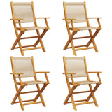 Sedie da Giardino Pieghevoli 4pz Beige Legno Massello di Acacia