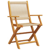 Sedie da Giardino Pieghevoli 4pz Beige Legno Massello di Acacia