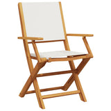 Sedie da Giardino Pieghevoli 6pz Bianco Crema Tessuto e Legno