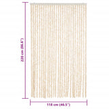 Tenda Antimosche Beige e Bianca 118x220 cm in Ciniglia