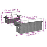 Set Divani da Giardino 6 pz con Cuscini Marrone in Polyrattan