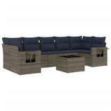 Set Divani da Giardino 8 pz con Cuscini Grigio in Polyrattan