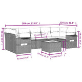 Set Divani da Giardino 8 pz con Cuscini Marrone in Polyrattan
