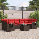 Set Divani da Giardino 8 pz con Cuscini Marrone in Polyrattan