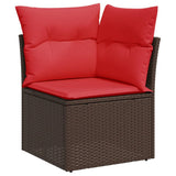 Set Divani da Giardino 6 pz con Cuscini Marrone in Polyrattan