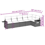 Set Divani da Giardino 6 pz con Cuscini Marrone in Polyrattan