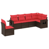 Set Divani da Giardino 6 pz con Cuscini Marrone in Polyrattan
