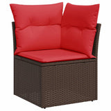 Set Divani da Giardino 8 pz con Cuscini Marrone in Polyrattan