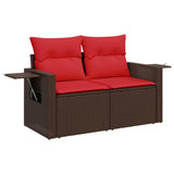Set Divani da Giardino 8 pz con Cuscini Marrone in Polyrattan