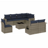 Set Divani da Giardino 9 pz con Cuscini Grigio in Polyrattan