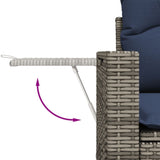 Set Divani da Giardino 9 pz con Cuscini Grigio in Polyrattan