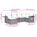 Set Divani da Giardino 6 pz con Cuscini Marrone in Polyrattan