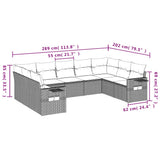 Set Divani da Giardino 9 pz con Cuscini Marrone in Polyrattan