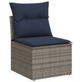 Set Divani da Giardino 10 pz con Cuscini Grigio in Polyrattan