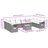 Set Divani da Giardino 11 pz con Cuscini Grigio in Polyrattan