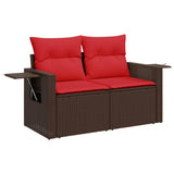Set Divani da Giardino 10 pz con Cuscini Marrone in Polyrattan