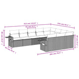 Set Divani da Giardino 10 pz con Cuscini Marrone in Polyrattan
