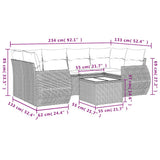 Set Divani da Giardino 7 pz con Cuscini Marrone in Polyrattan