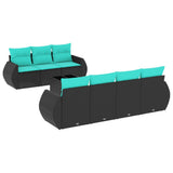 Set Divani da Giardino 8 pz con Cuscini Nero in Polyrattan