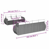 Set Divani da Giardino 8 pz con Cuscini Nero in Polyrattan