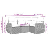 Set Divani da Giardino 4 pz con Cuscini Marrone in Polyrattan