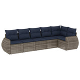 Set Divani da Giardino 6 pz con Cuscini Grigio in Polyrattan