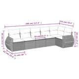 Set Divani da Giardino 6 pz con Cuscini Grigio in Polyrattan