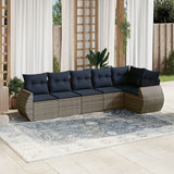 Set Divani da Giardino 6 pz con Cuscini Grigio in Polyrattan