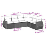 Set Divani da Giardino 6 pz con Cuscini Marrone in Polyrattan