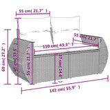 Set Divani da Giardino 6 pz con Cuscini Marrone in Polyrattan