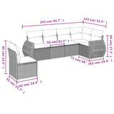 Set Divani da Giardino 6 pz con Cuscini Marrone in Polyrattan