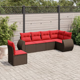 Set Divani da Giardino 6 pz con Cuscini Marrone in Polyrattan