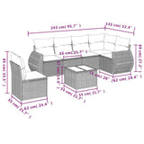 Set Divani da Giardino 7 pz con Cuscini Nero in Polyrattan