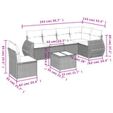 Set Divani da Giardino 7 pz con Cuscini Marrone in Polyrattan